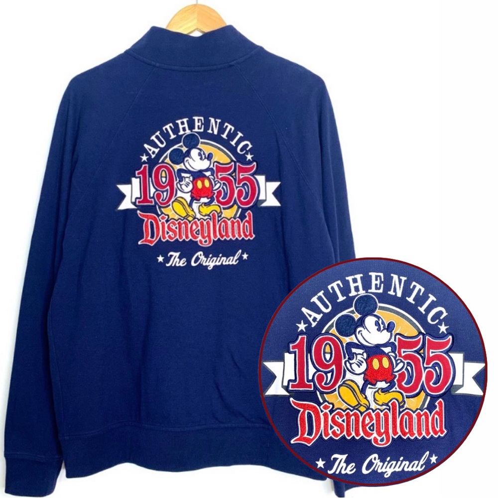 Disneyland Full Zip Jacket Commemorative 1955 Disney Parks Knit Sz M Unisex Navy